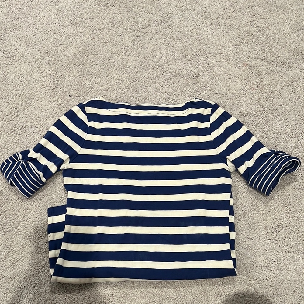 Blue & white striped shirt sleeve shirt